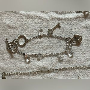 6 piece heart and silver drop beads set